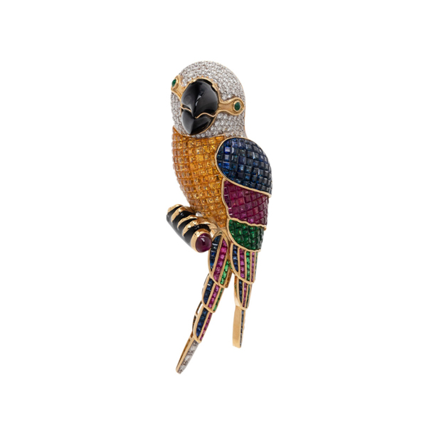 Hindman parrot brooch