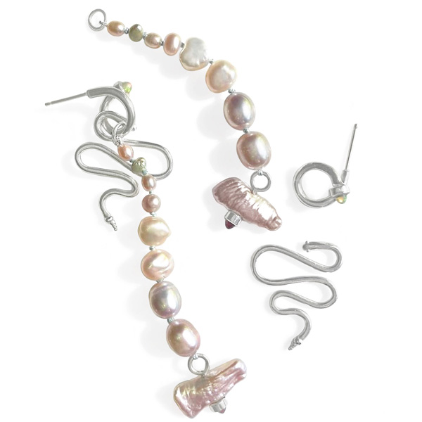 Mejia pearl and snake earrings