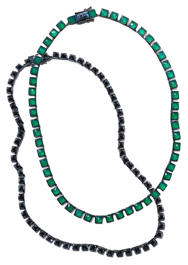 Nakard green onyx black spinel tile necklaces