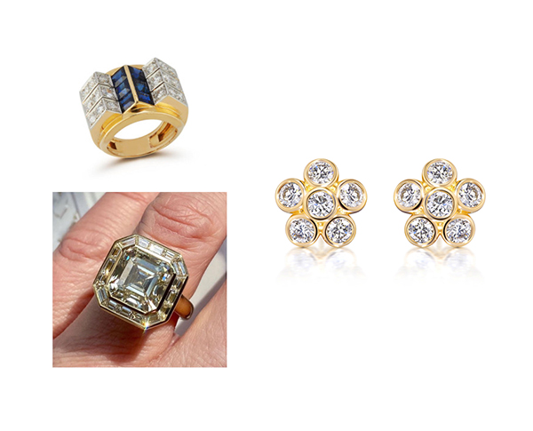 Briony Raymond estate rings and earrings
