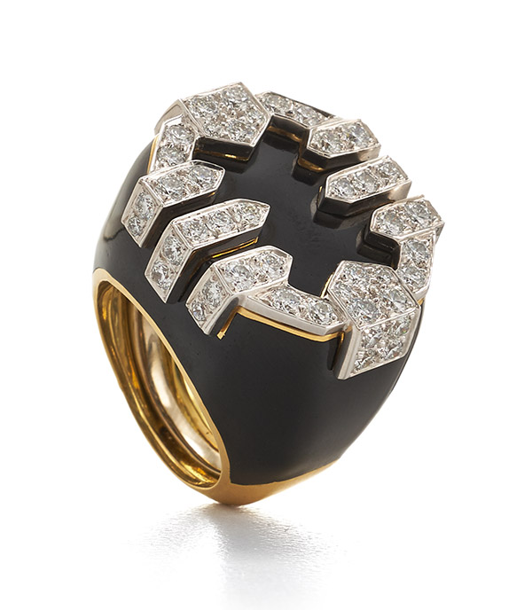 David Webb grill enamel diamond ring