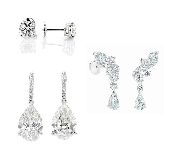 De Beers diamond earring trio