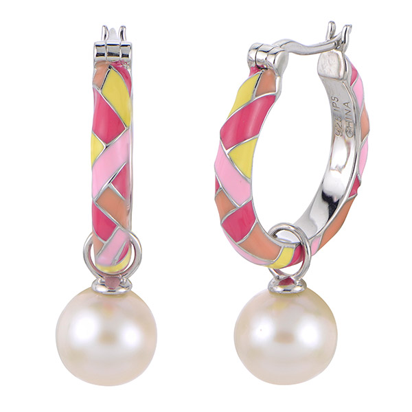 Imperial pearl enamel drop earrings