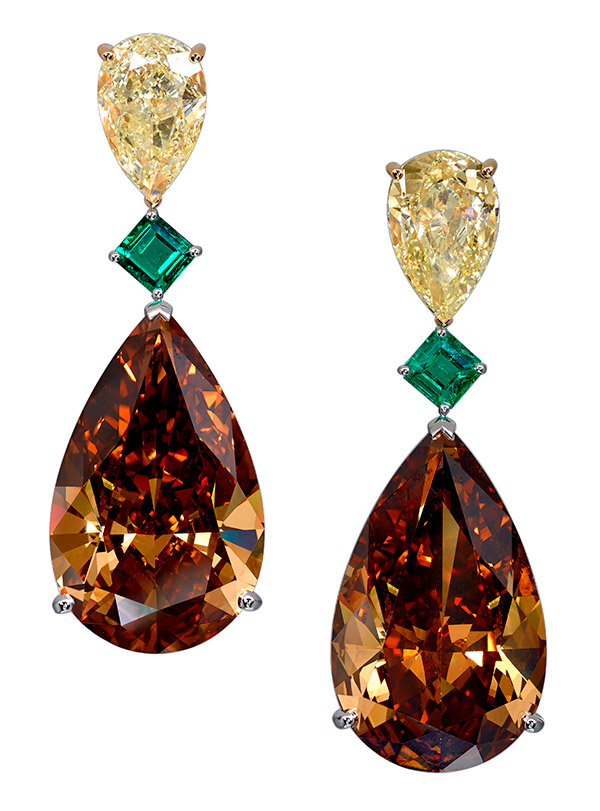 Moussaieff brown yellow diamond earrings