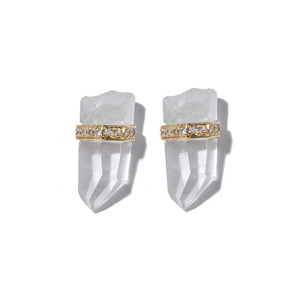 Jia Jia Crystalline Crystal Quartz Diamond Bar Earrings