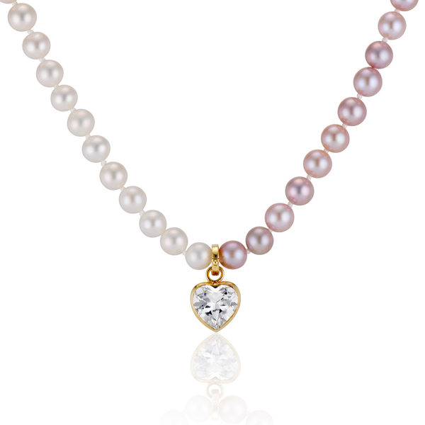 Katey Walker white topaz heart necklace