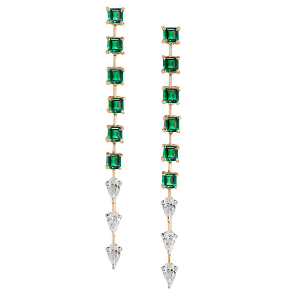 Ritique emerald line earrings