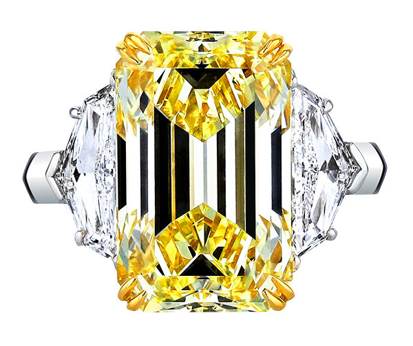 Joshua J yellow diamond cadillac cut white diamond ring