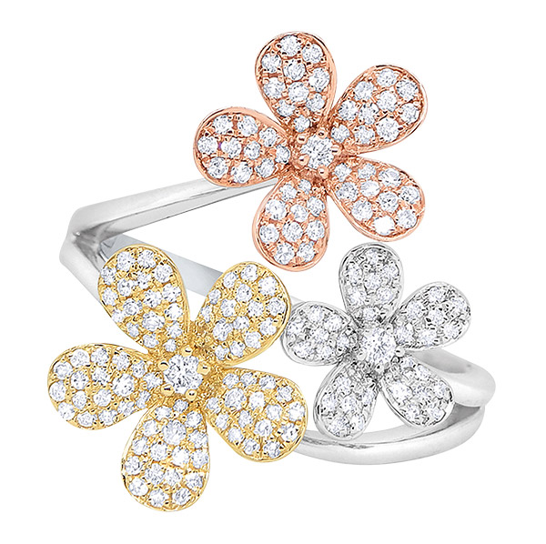 KC Designs triple flower diamond ring