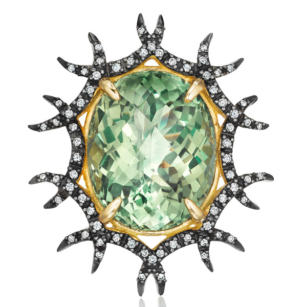 Yoki green amethyst brooch