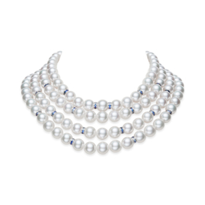 Mikimoto Ocean Collection-White-South Sea Cultured Pearl Necklace with Sapphire Rondelles in 18K White Gold