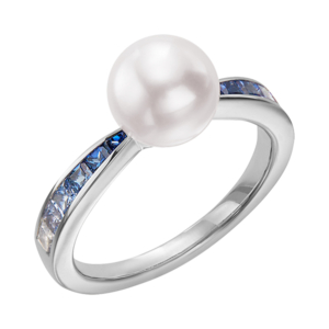 Mikimoto ocean akoya and sapphire ring