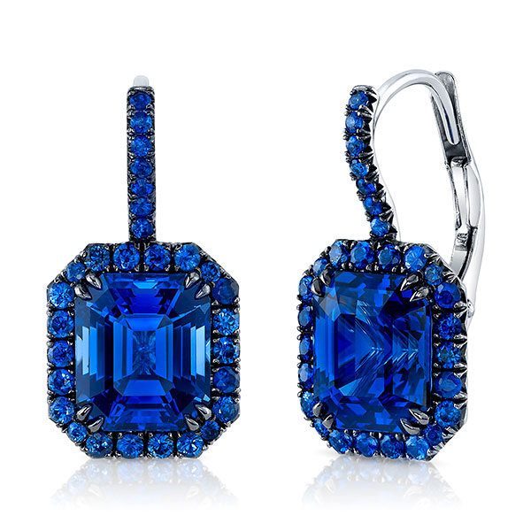 Omi black rhodium blue sapphire earrings