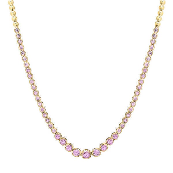 Jennifer Meyer pink tennis necklace