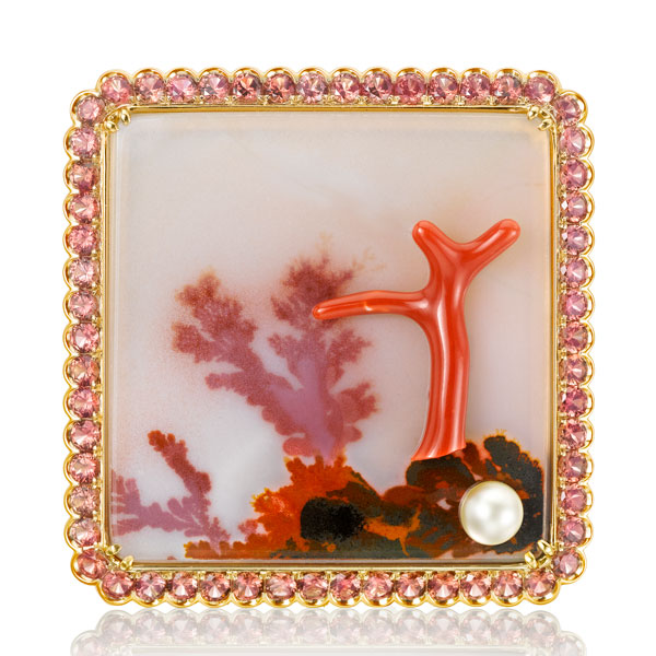 Assael coral brooch