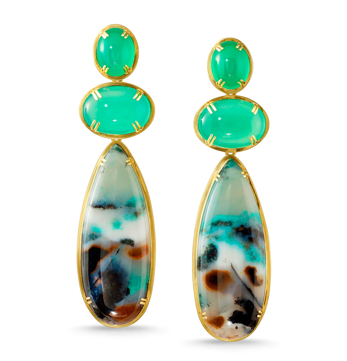 Best Earring Parle indonesian opalized wood and chrysoprase
