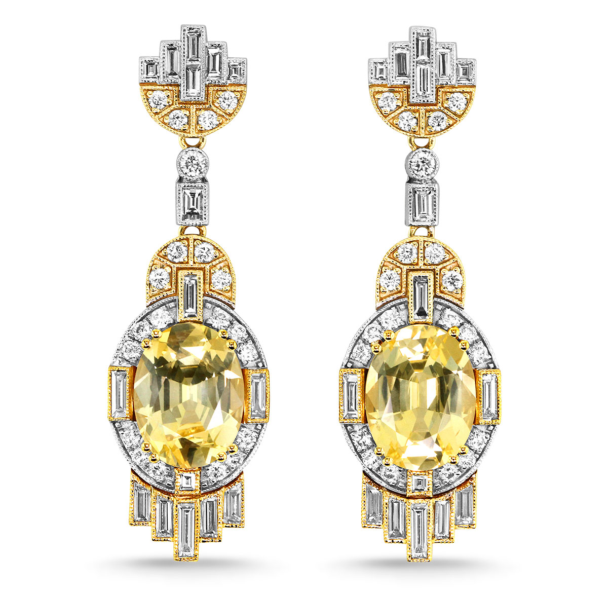 Best Earring Yael ceylon yellow sapphire diamond deco