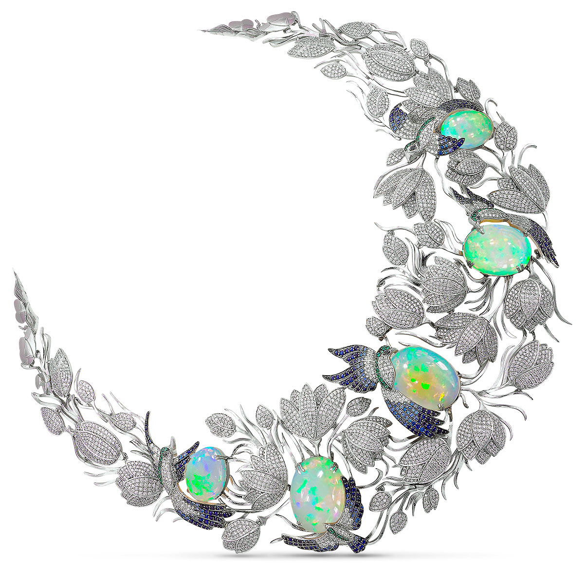 Best Statement Piece CKC Jewellers Dawn of Spring opal sapphire diamond necklace