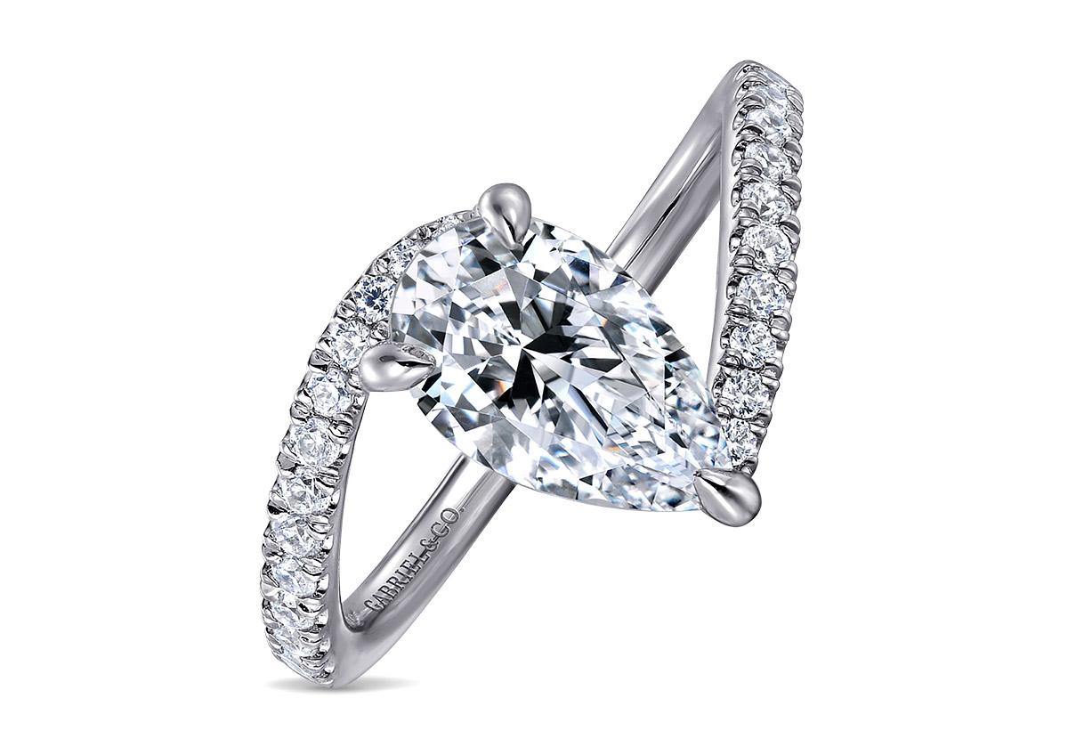 Best Wedding Gabriel pear shape bypass engagement ring