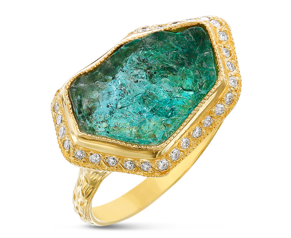 Colored Stone Jewelry Just Jules colombian emerald slice ring