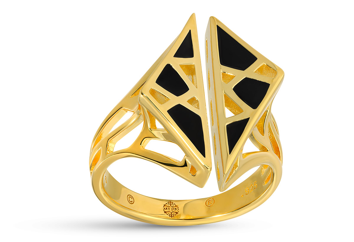 Fashion Bridge Ary d Po gold vermeil black enamel ring