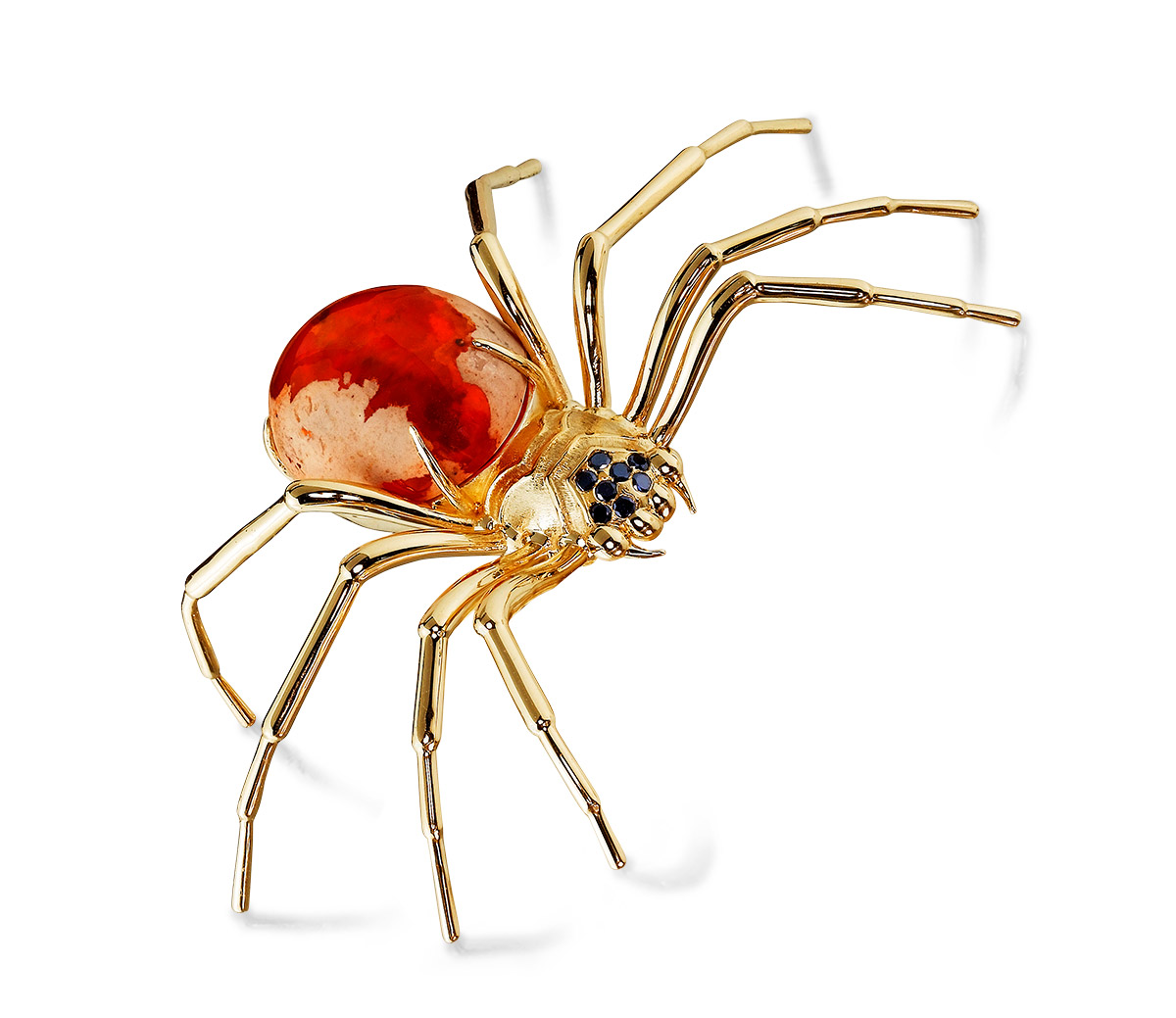 Mens Jewelry Parle fire opal spider brooch