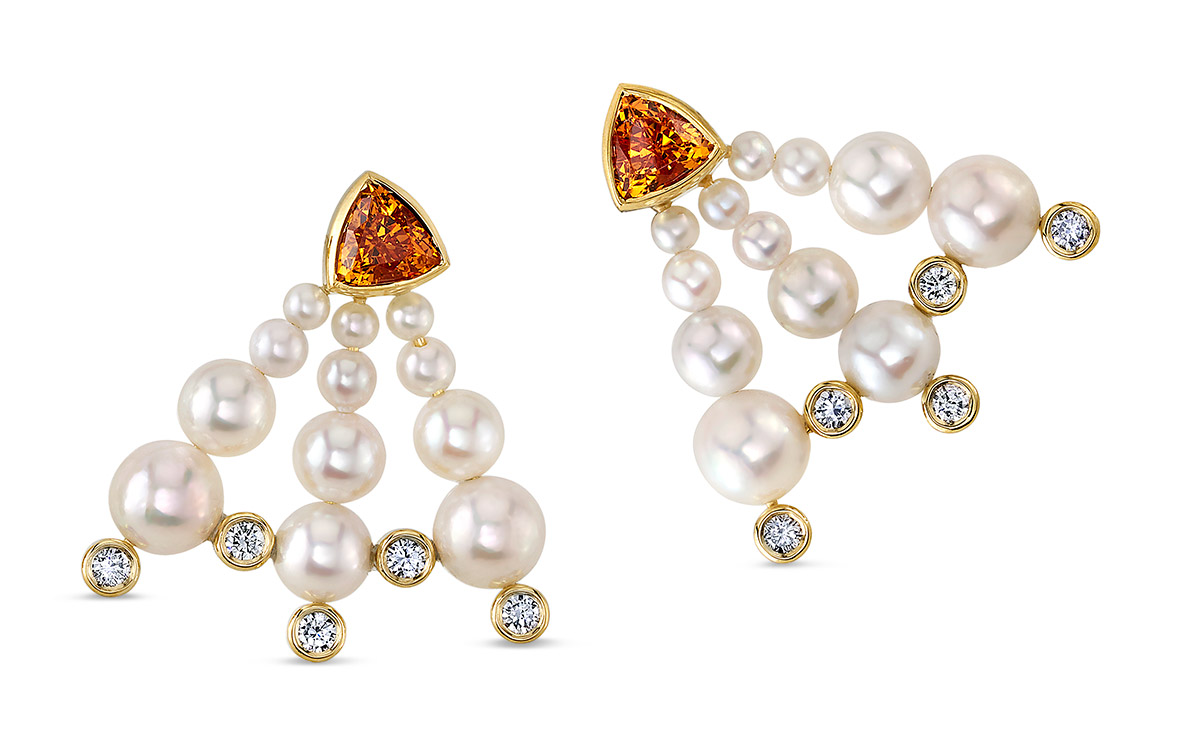 Pearl Jewelry Laura Gallon Iris akoya pearl mandarin garnet earrings