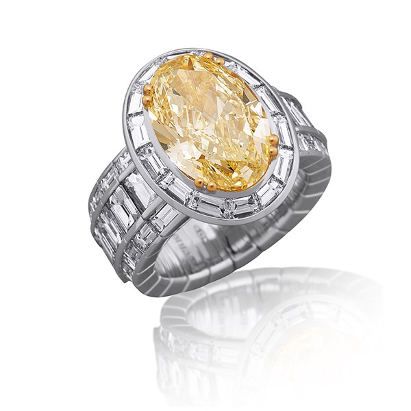 Picchiotti Xpandable yellow diamond white diamond baguette ring