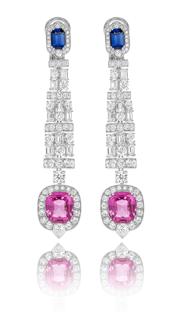 Picchiotti blue and pink sapphire diamond drop earrings