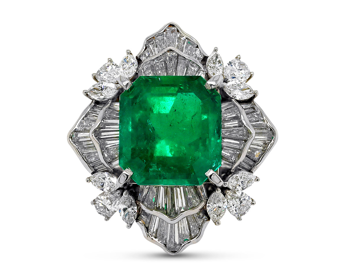 Platinum Jewelry Jyes emerald diamond statement ring