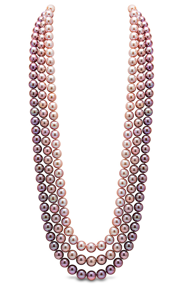 Yoko London triple strand pink pearls