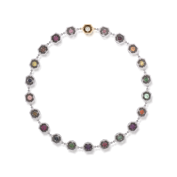 AGTA spectrum platinum garnet necklace