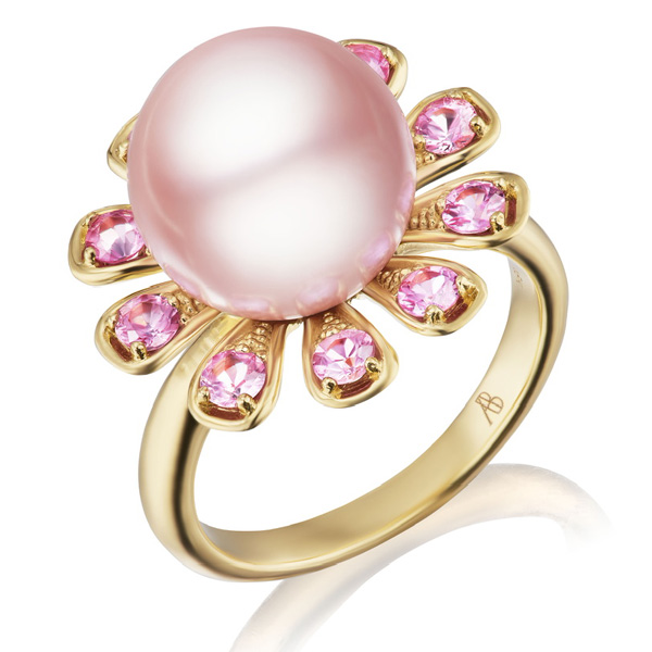Anne Baker pink pearl ring
