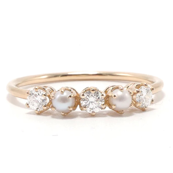 Ashley Zhang seed pearl and diamond ring