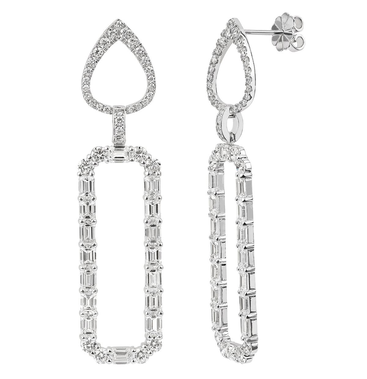 Charles and Colvard Caydia lab grown diamond couture geometric drop earrings
