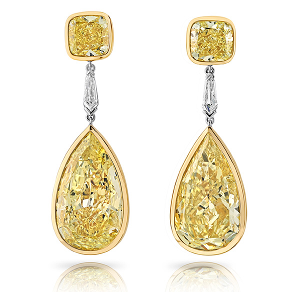 Grandview Klein pear shape yellow diamond earrings