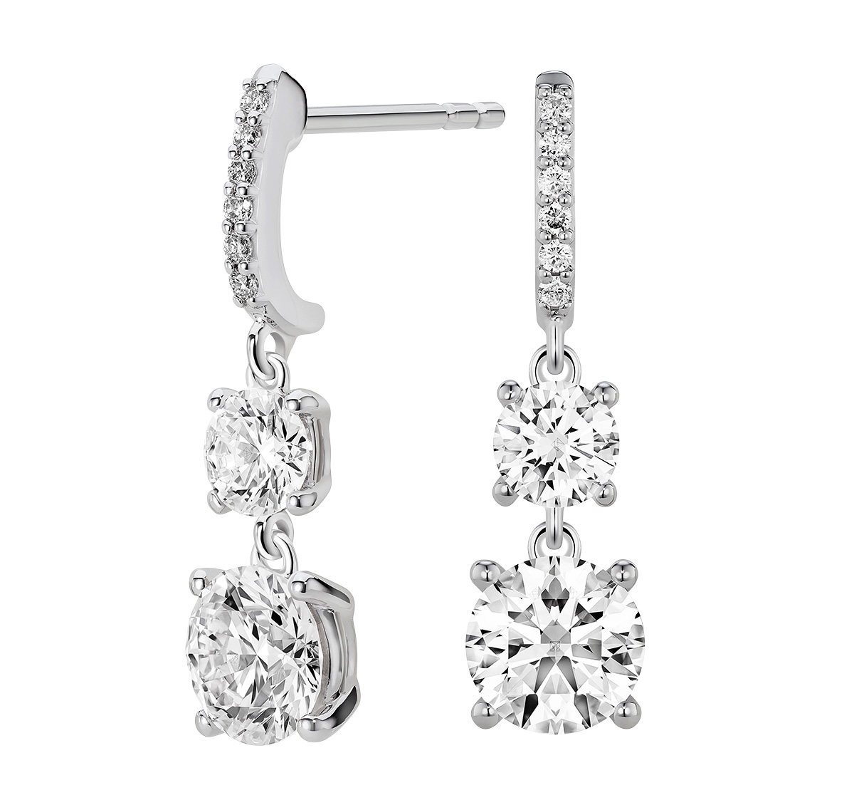 Lightbox double drop 2 carat lab grown diamond earrings