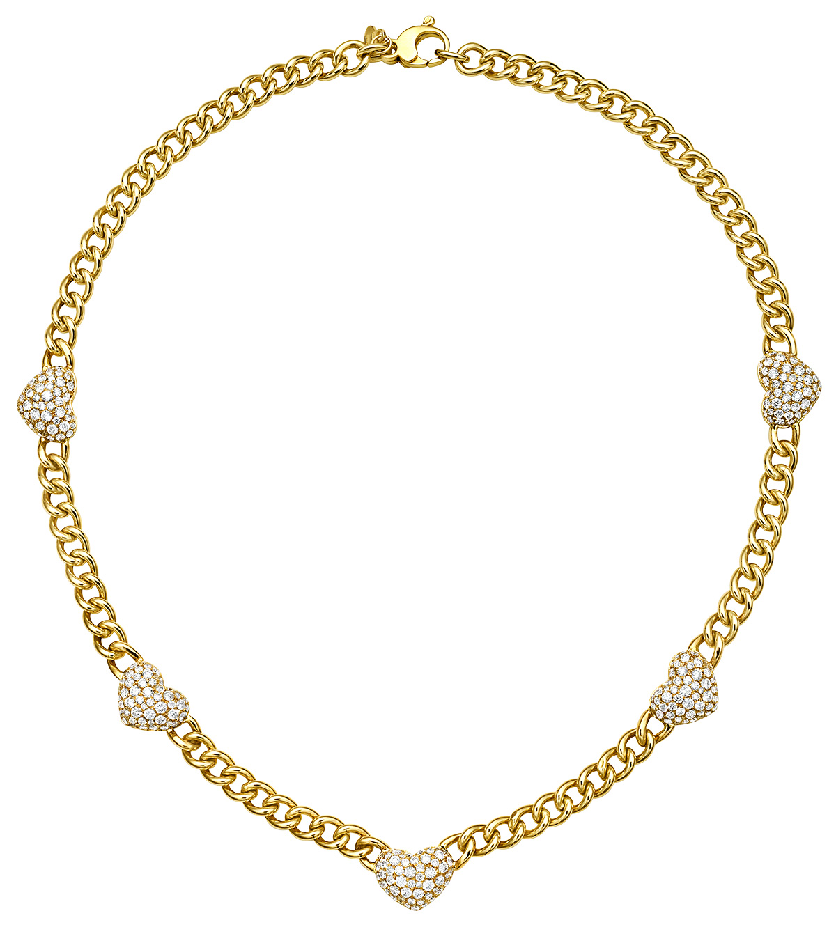 Lionheart diamond heart curb link necklace