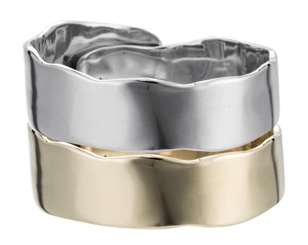 Mara Scalise brass and silver raw organic cuffs