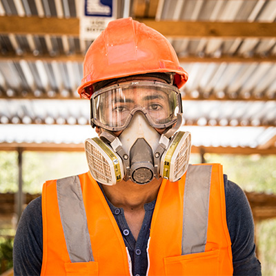 Miner wearing mask in Honduras