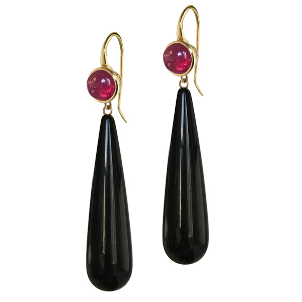 Ray Griffiths onyx ruby earrings