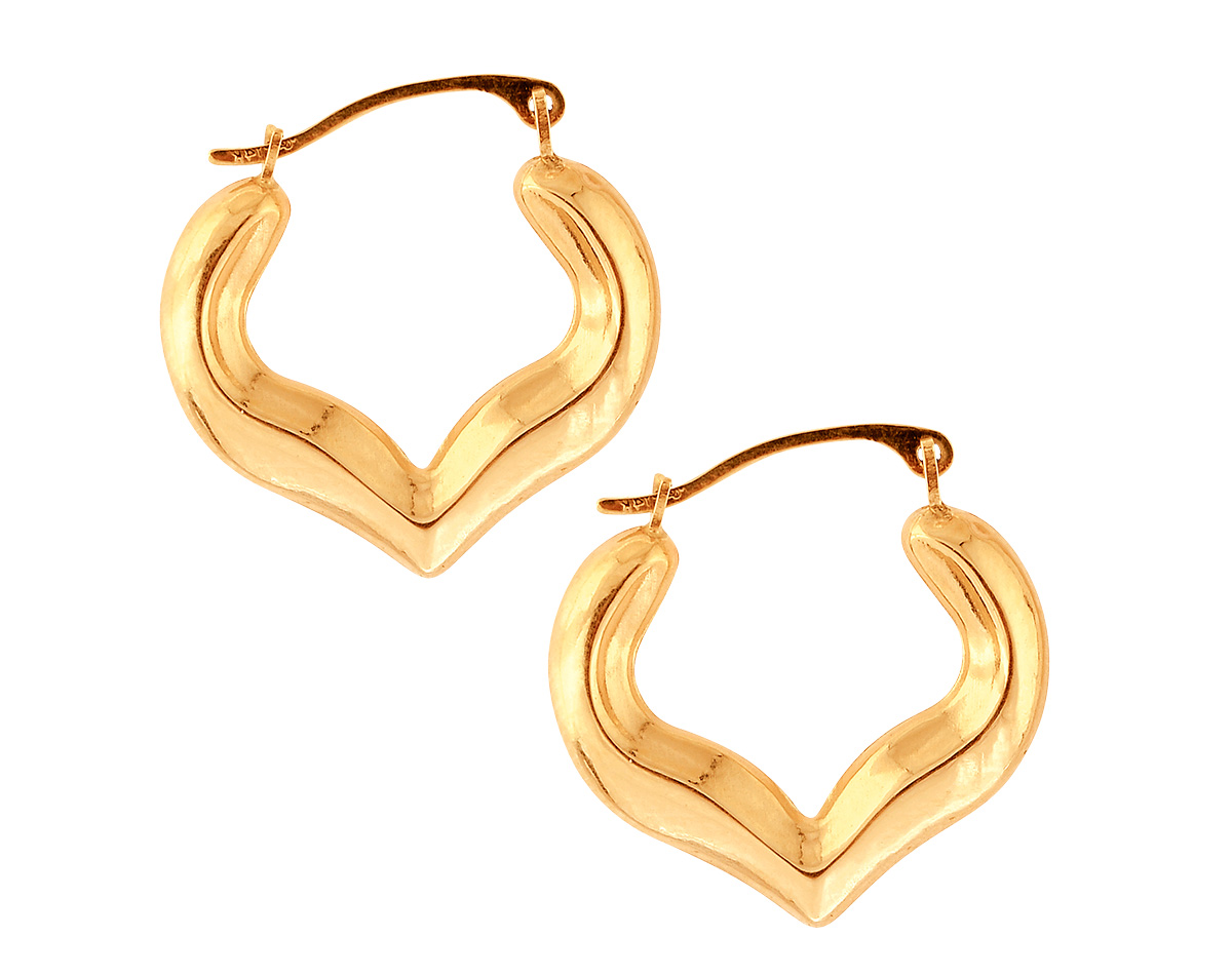Royal Chain half heart gold hoop earrings