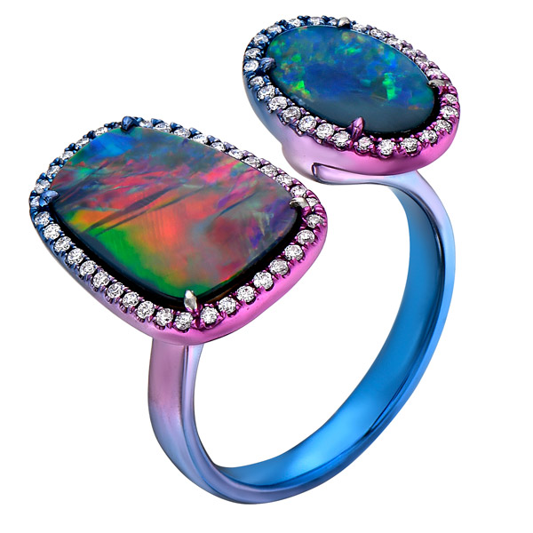 Ruchi Northern Lights opal ring