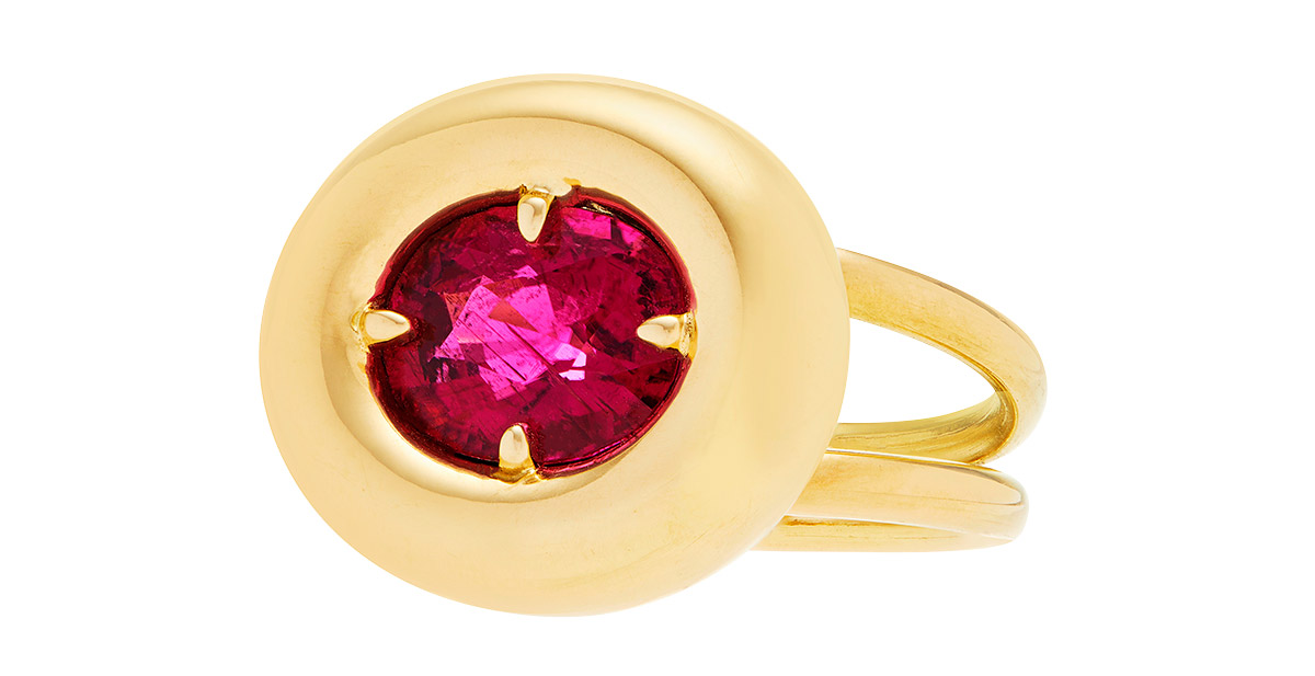 Rush Jewelry pink tourmaline gold ring