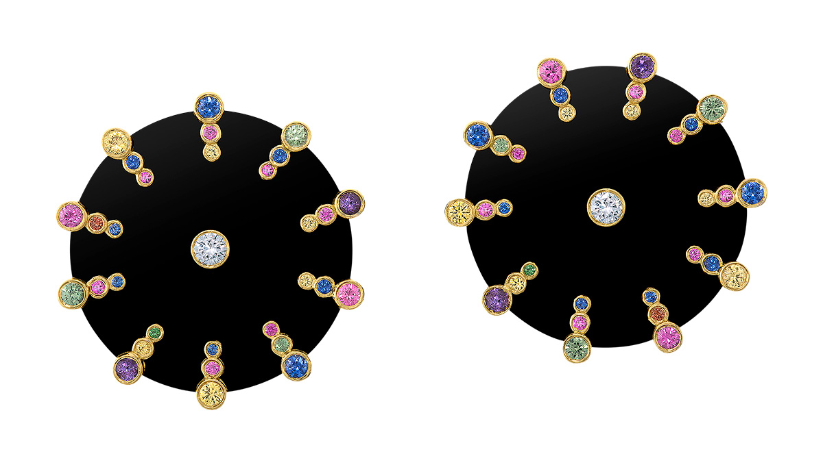 Sauer Constellation flash onyx gemstone earrings