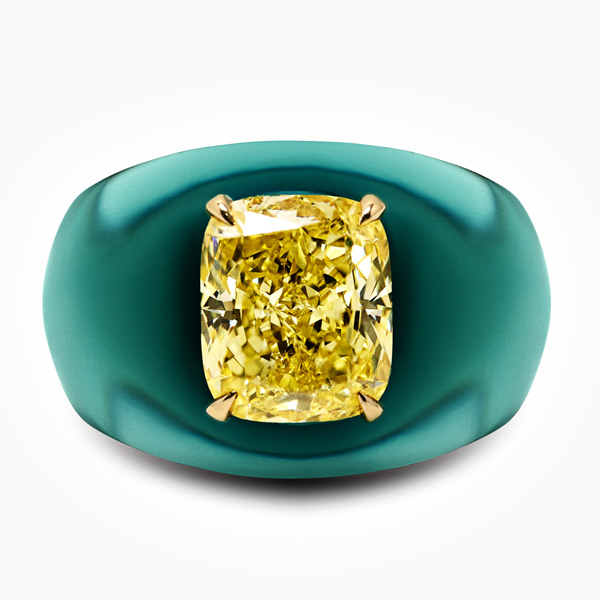 Кольцо Solo for Diamonds из зеленой биосмолы