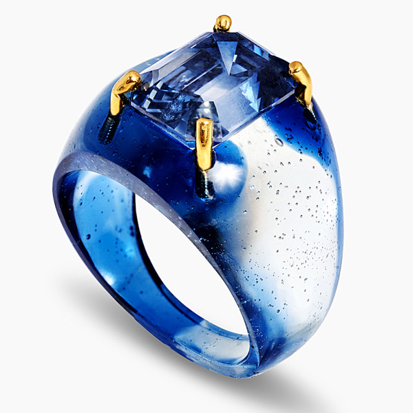 Кольцо Solo for Diamonds из биорезины белого и синего цвета