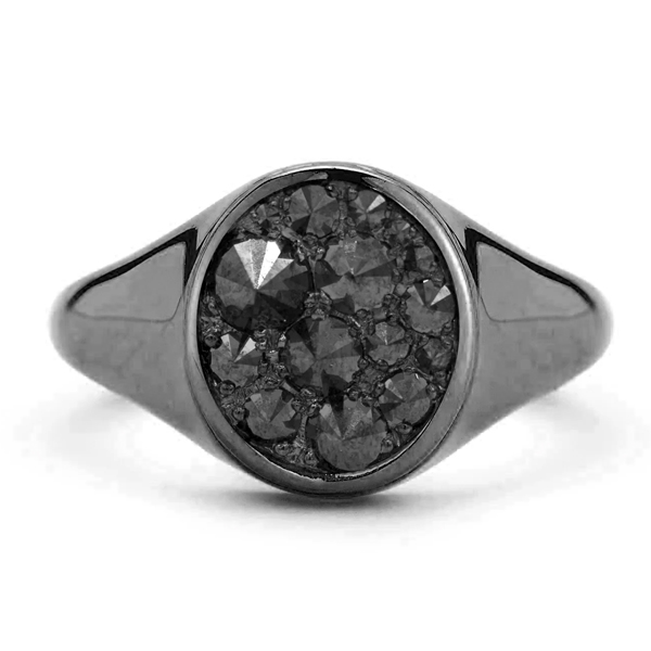 Stone black diamond signet ring