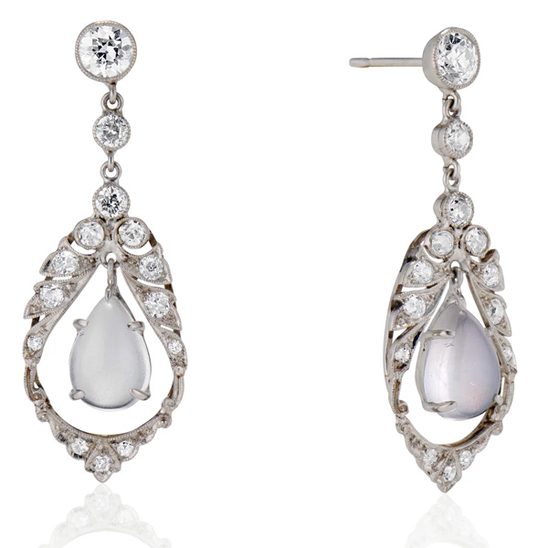 Ashley Zhang platinum moonstone earrings