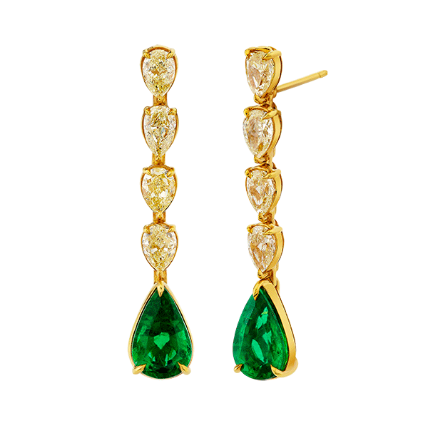 Jared x Shy Dayan emerald yellow diamond earrings